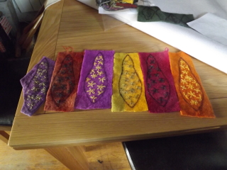 segments of pear segments of embroidered pear