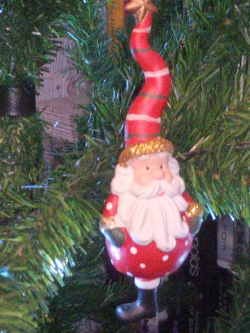 Santa Ornament with Only a Single Leg