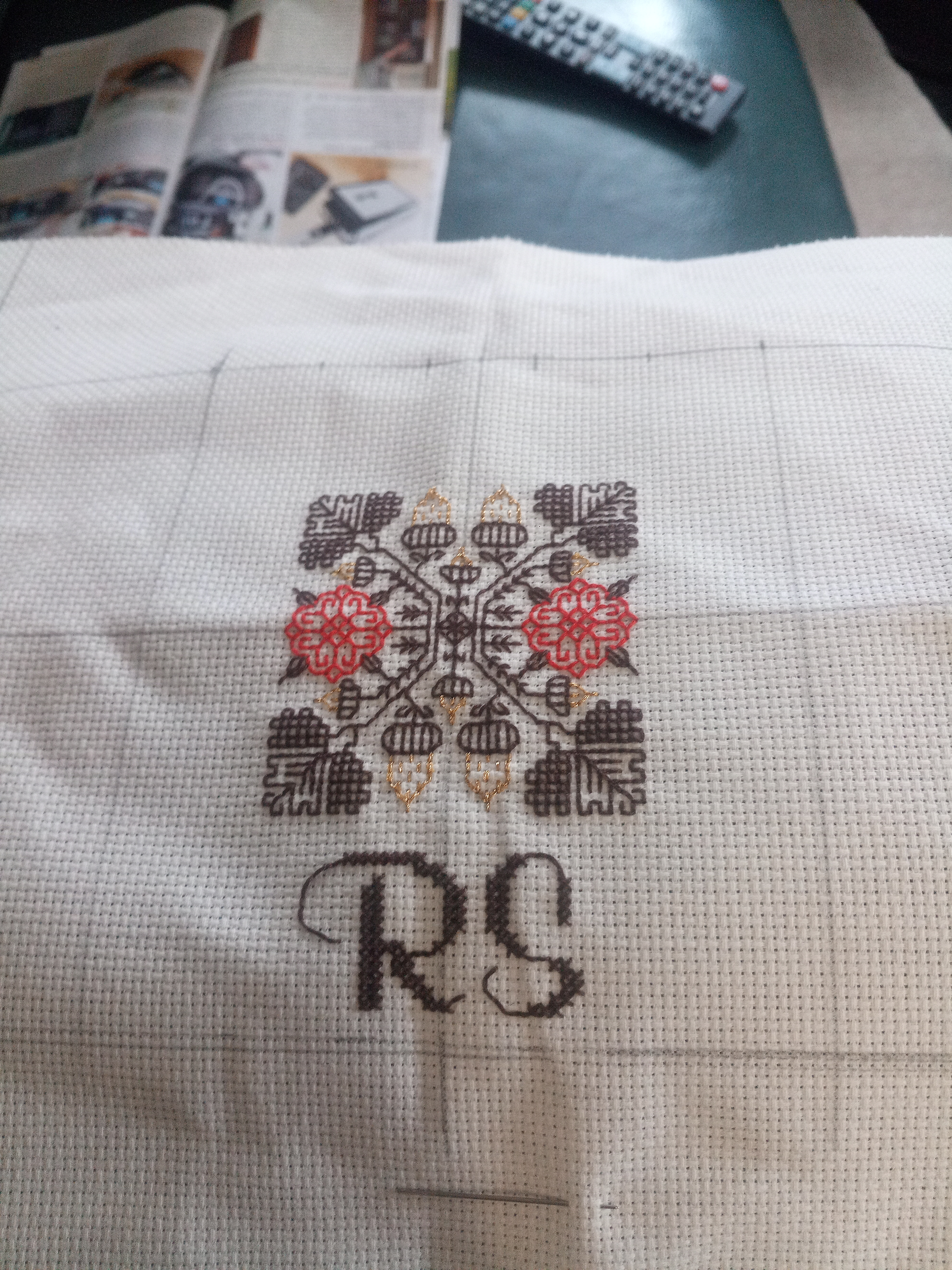 Embroidered Jewelry Box Lid (part worked)