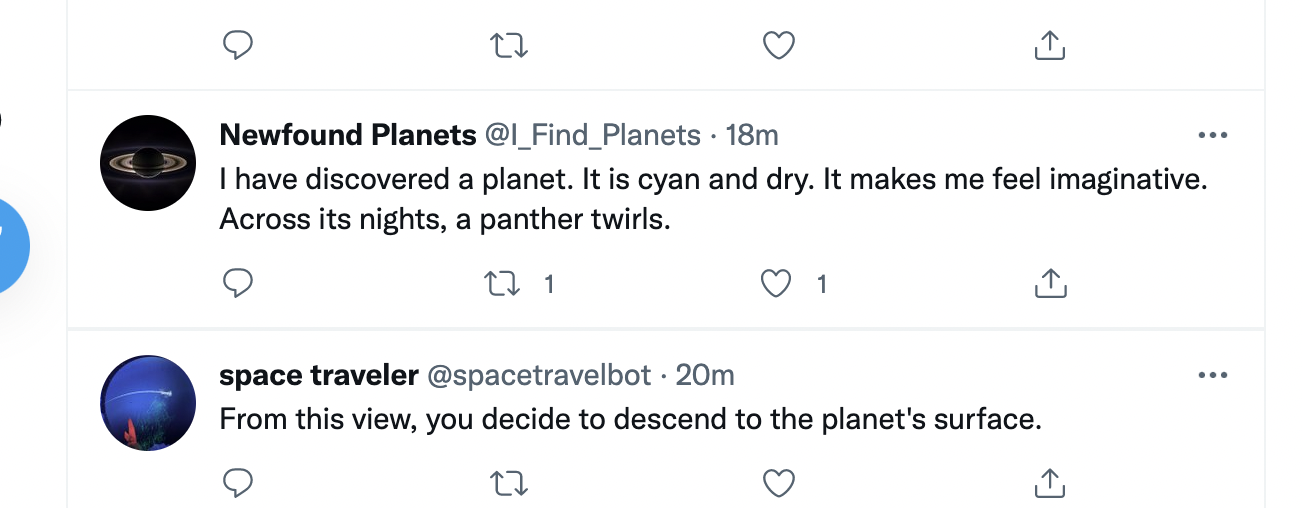 Two adjacent bot-created tweets